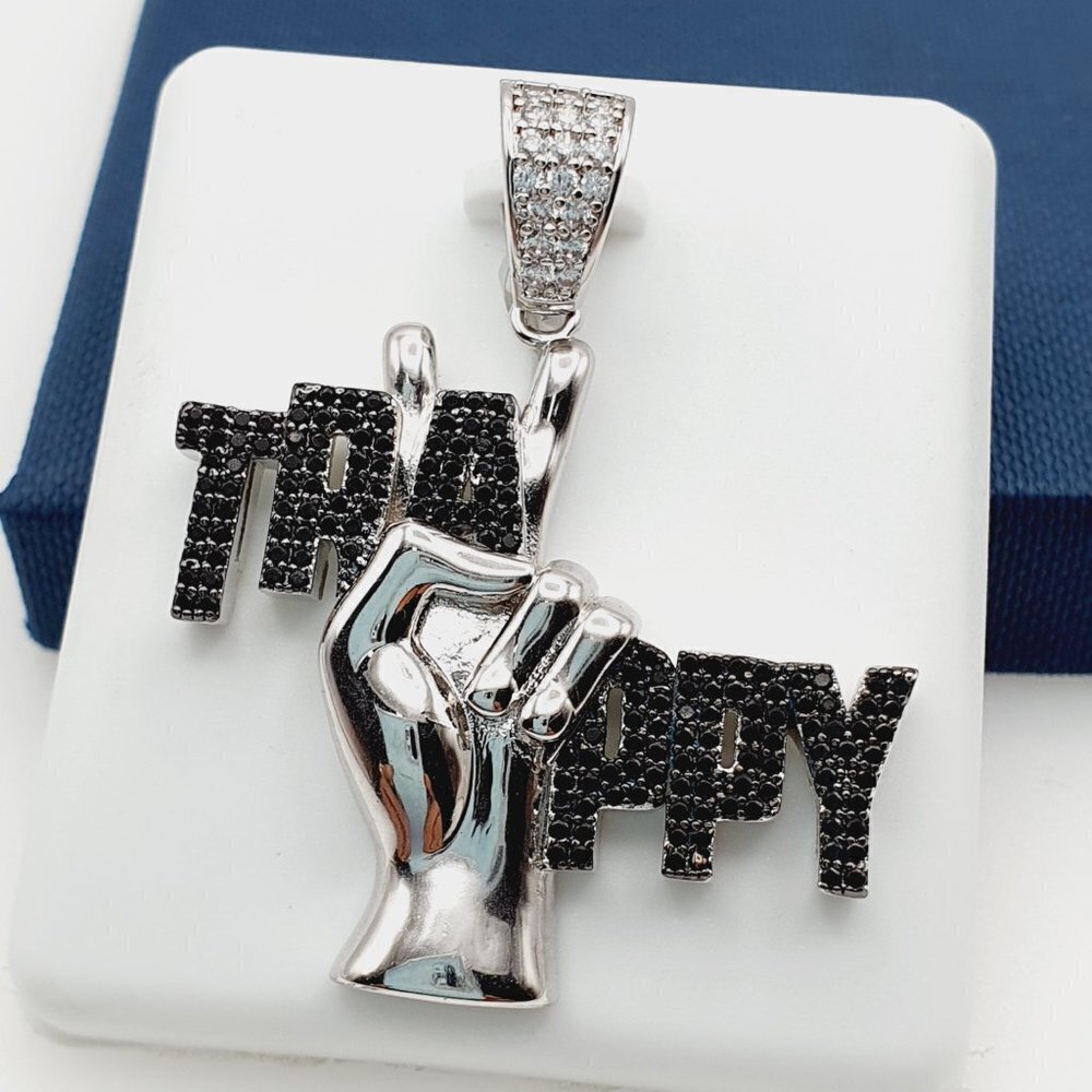 "925 Sterling Silver Plated CZ Pendant, INUS1BR283